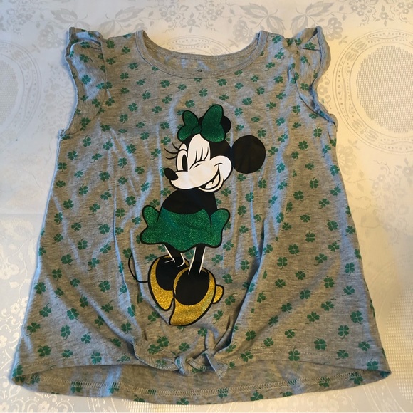 Disney Minnie Mouse Girls Size L T-Shirt Leprechaun Short Sleeves Front Tie-Up - Picture 12 of 14